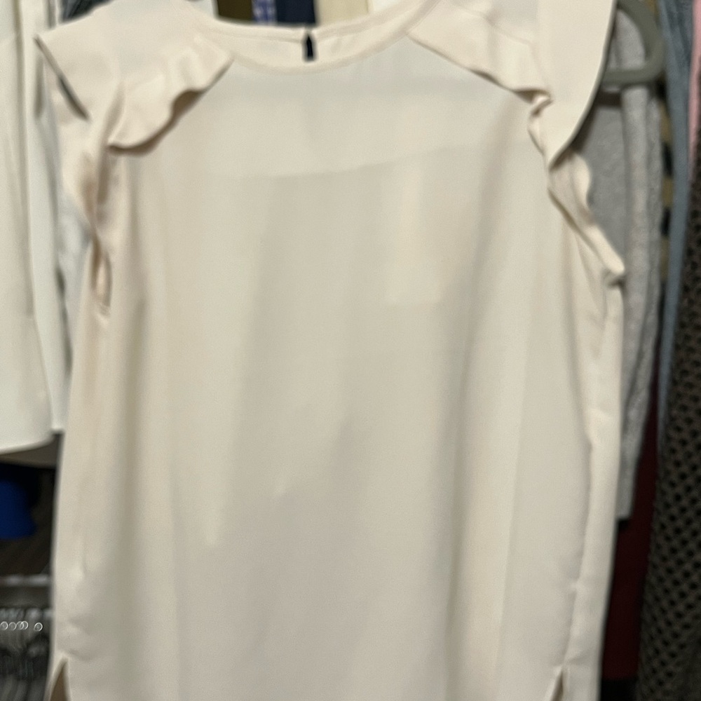 Cream Blouse with Ruffles